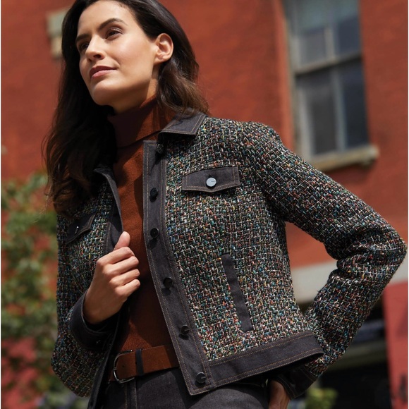 ETCETERA Denim Jacket & Tweed w gun metal buttons. Size 6. NWOT’s. Rare Find! - Picture 2 of 5